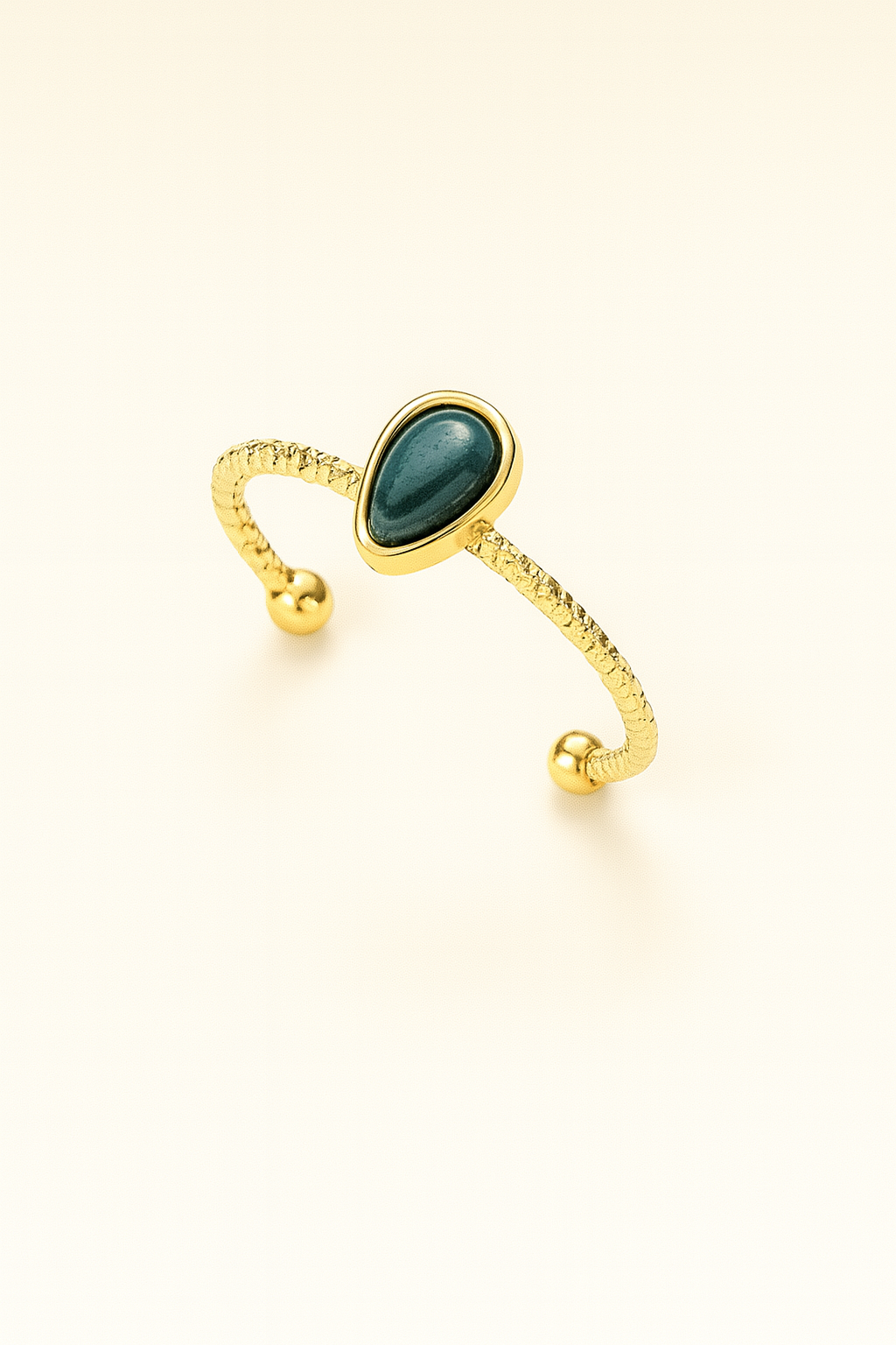 Emerald drop ring - adjustable